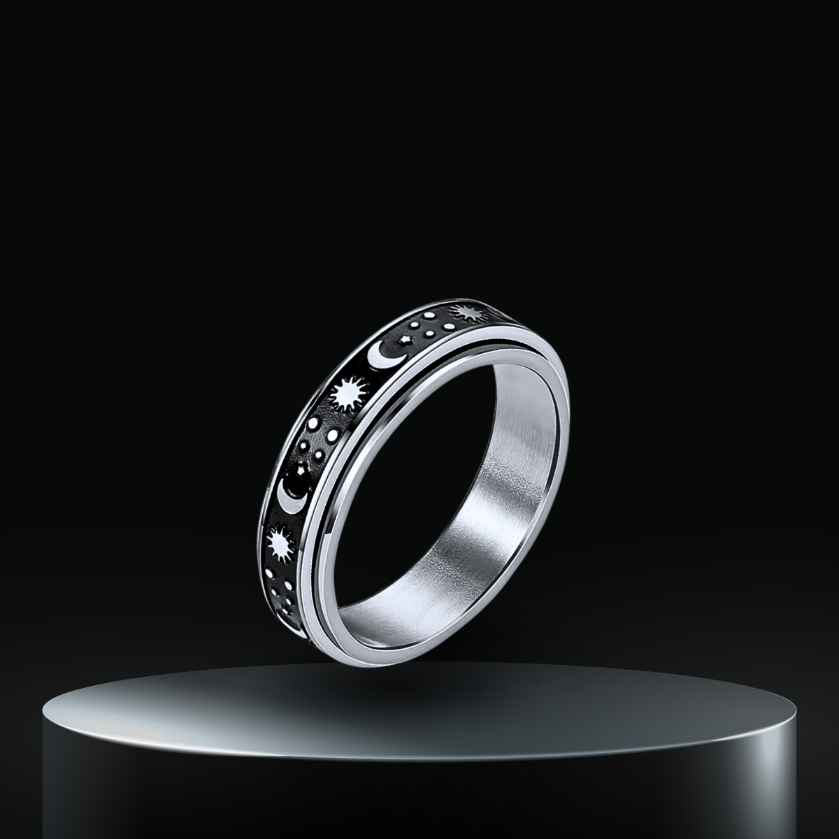 Moon & Stars Spinner Ring