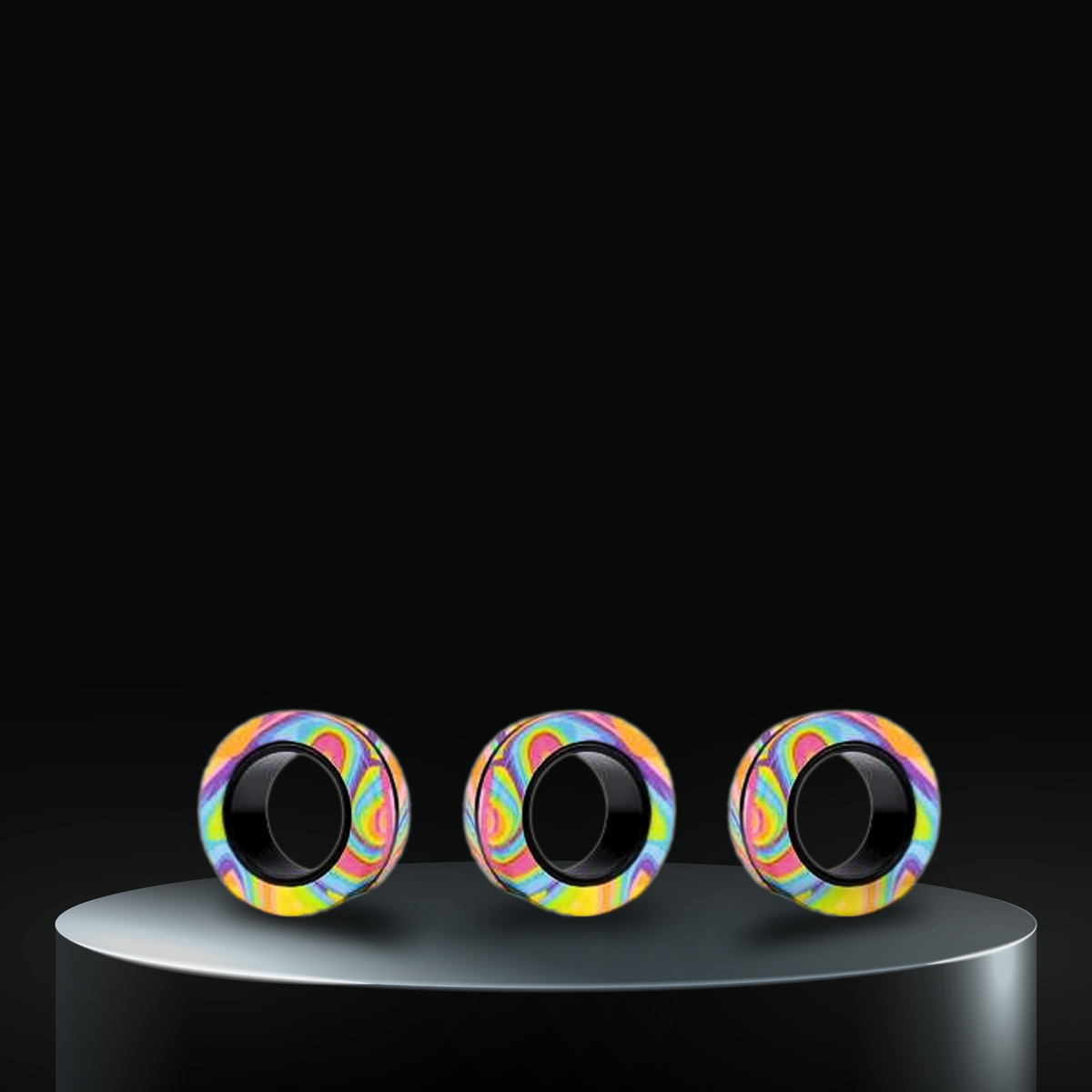 3 Piece Rainbow Magnetic Fidget Rings Set
