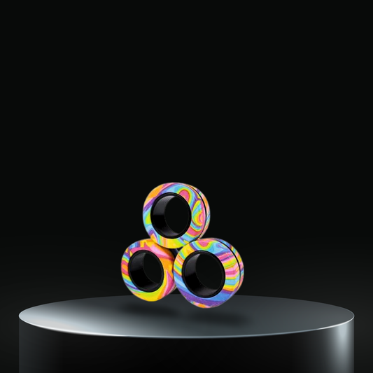 3 Piece Rainbow Magnetic Fidget Rings Set